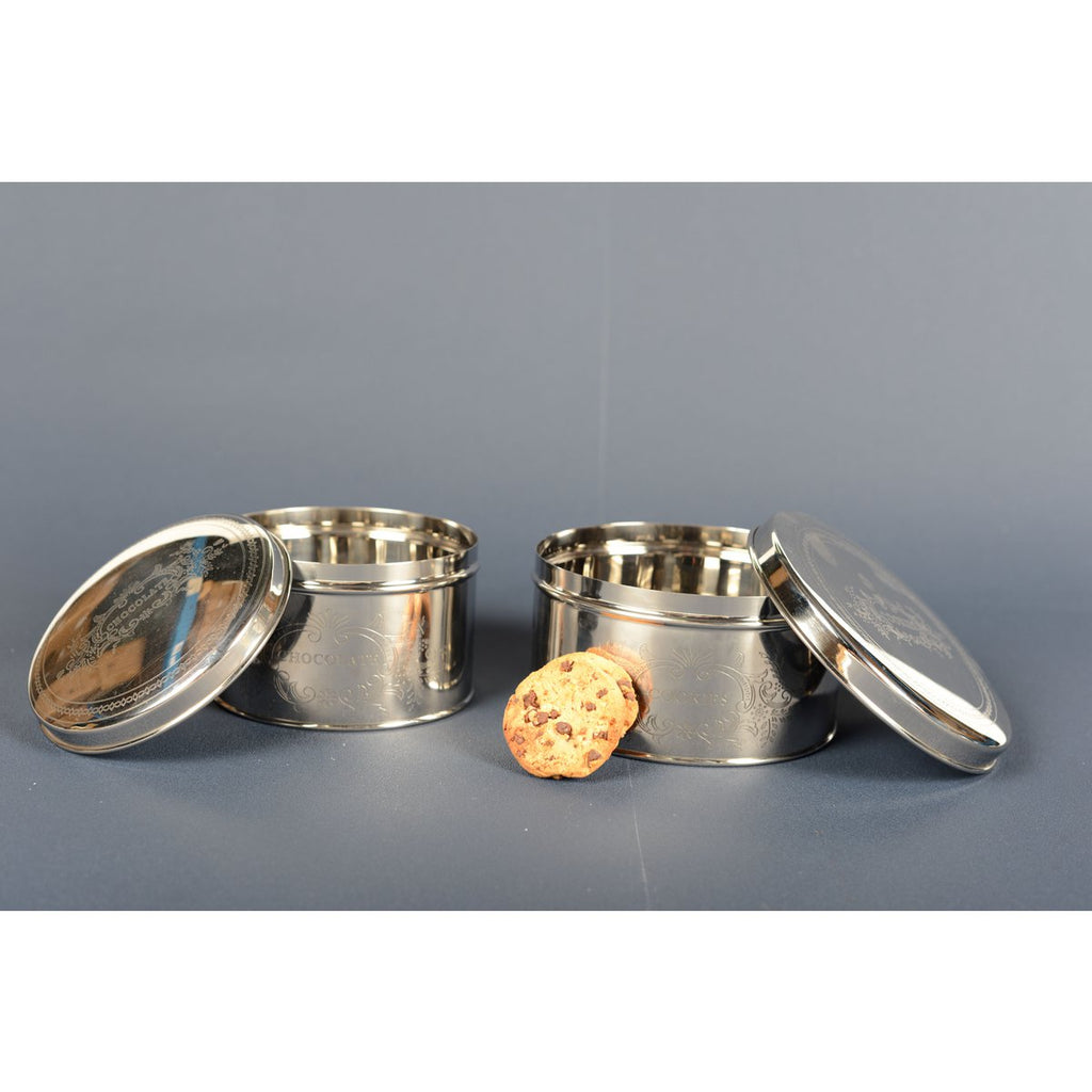 Silver Round Cookie Box 17x17x9cm