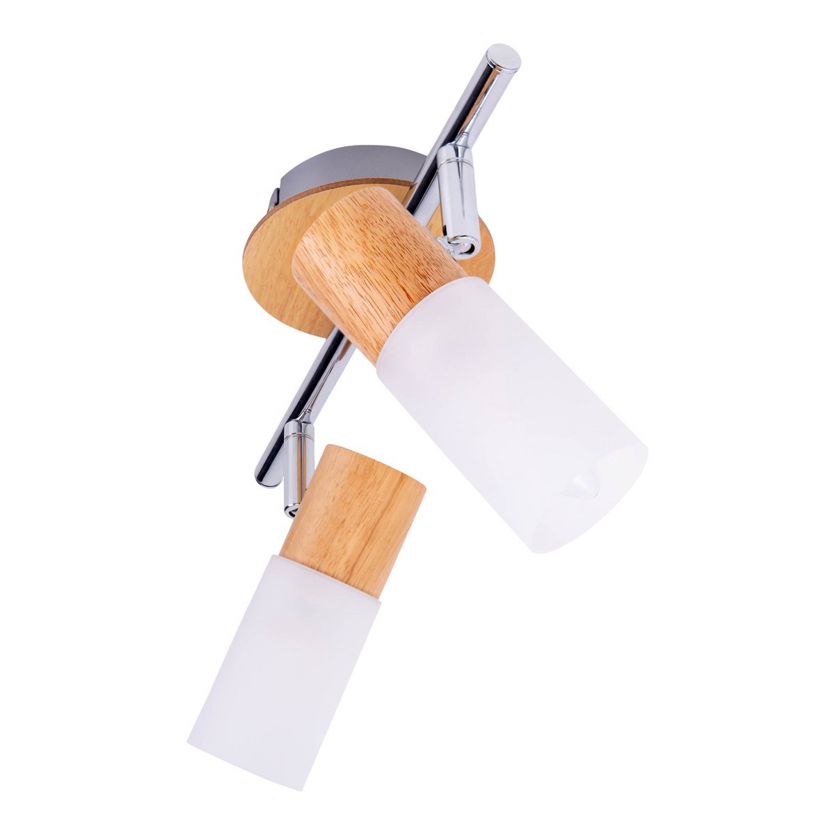 2 Wandplafondspot "Todtnau", metaal, hout en plastic, E14, 39 cm lang