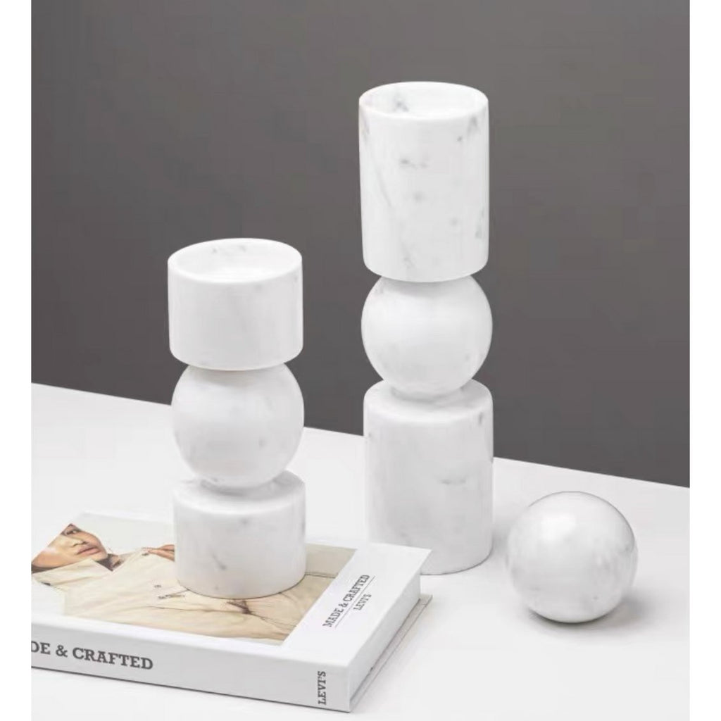 KANDELAAR | MARBLE | WHITE M H29.5cm*W8cm D 8cm Reversible for flower arrangement