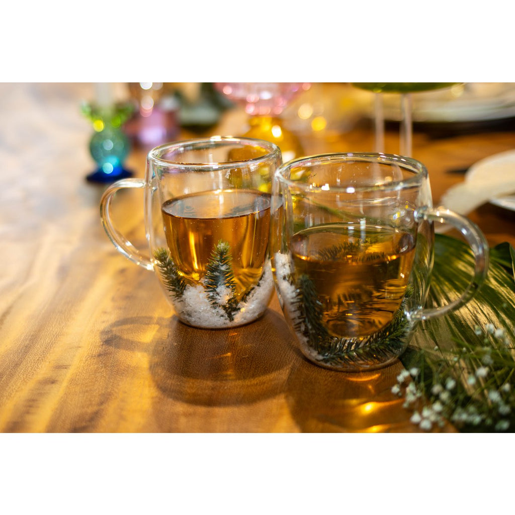 Dubbele behangbekers Wit en groene bloemen 350 ml -Lot van 2