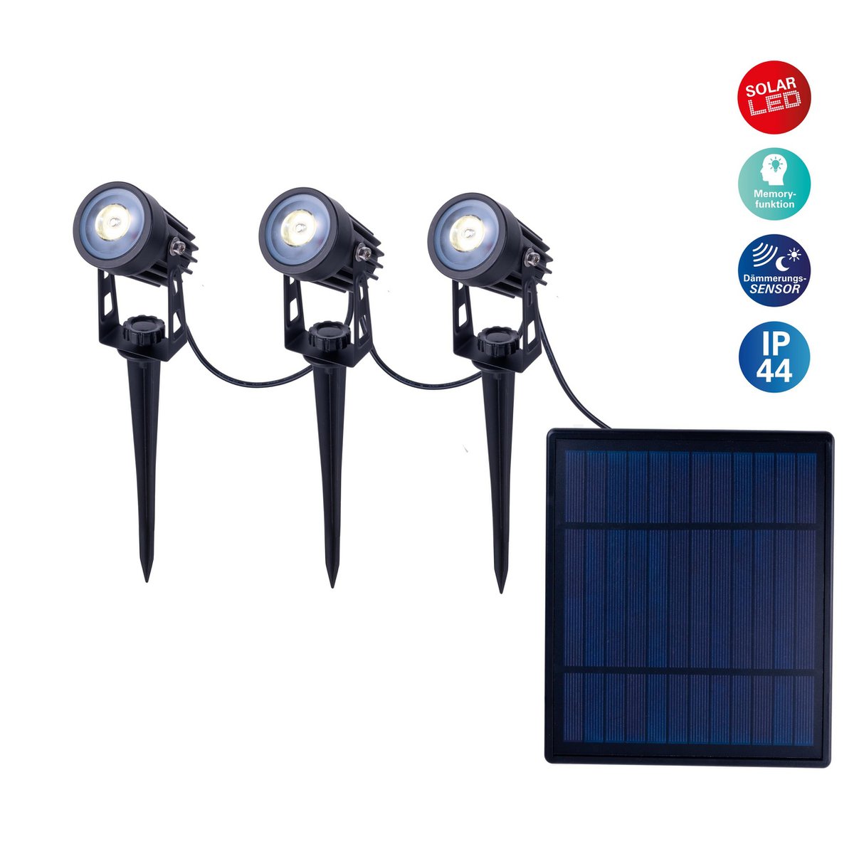 Liv · LED-solar spotset — 3-arms