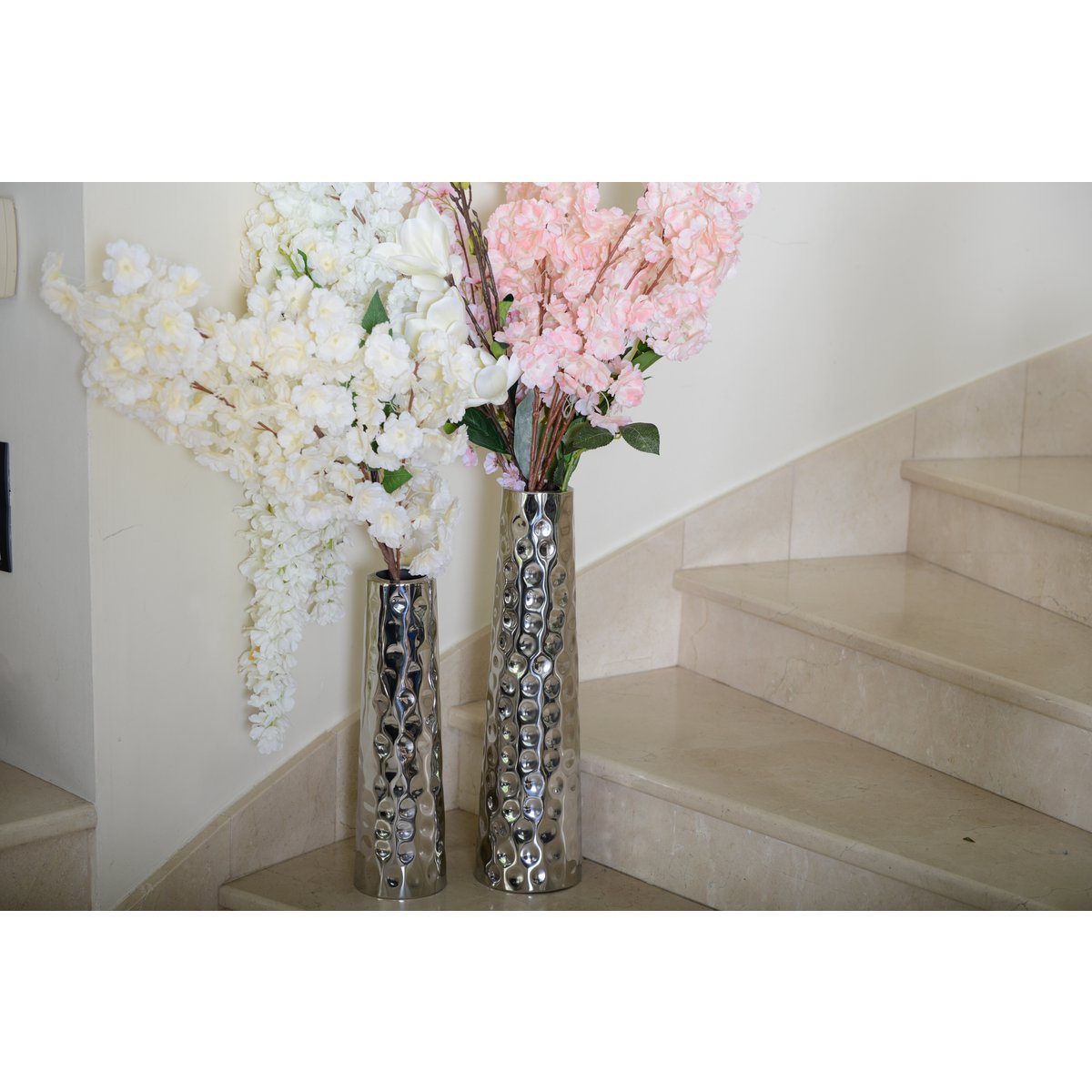 Gehamerd vaas 12x12x41cm