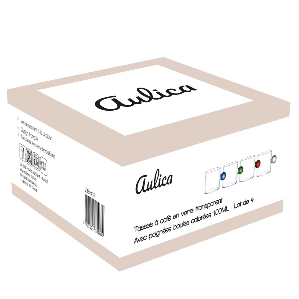 Glazen kopjes met 100 ml gekleurde balgreep - veel van 4