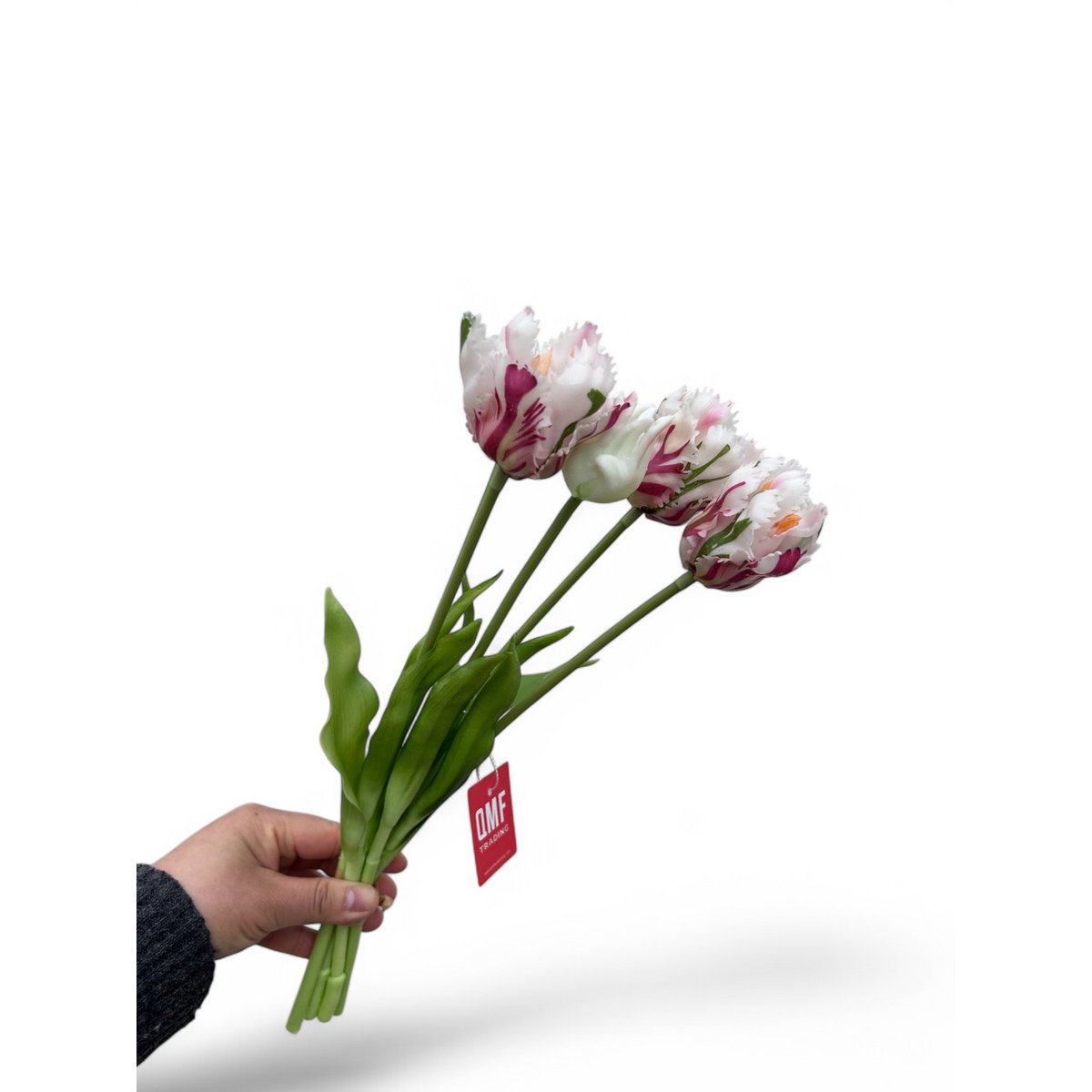 Artificial flowers Rose White tulips 5 pieces/set | Zijden kunstbloem | Lengte 35cm