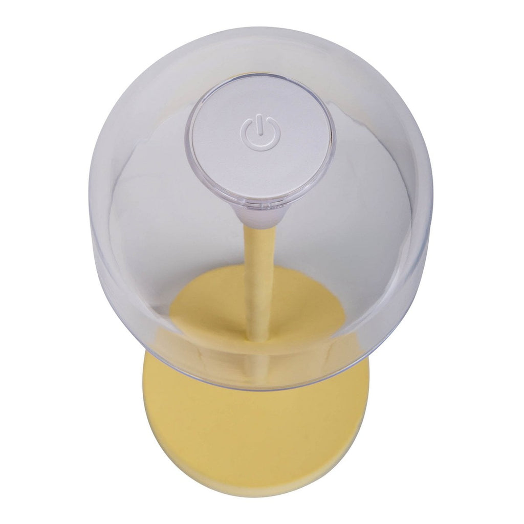 2-ex-ingestelde LED-batterijtafellamp "Gomba" voor buiten en binnen, gemaakt van metaal en plastic in geel, 18,5 cm hoog