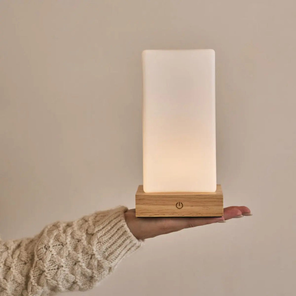 Zayn lichtbruine houten oplaadbare lamp L Dimmable & draadloze en goede batterij