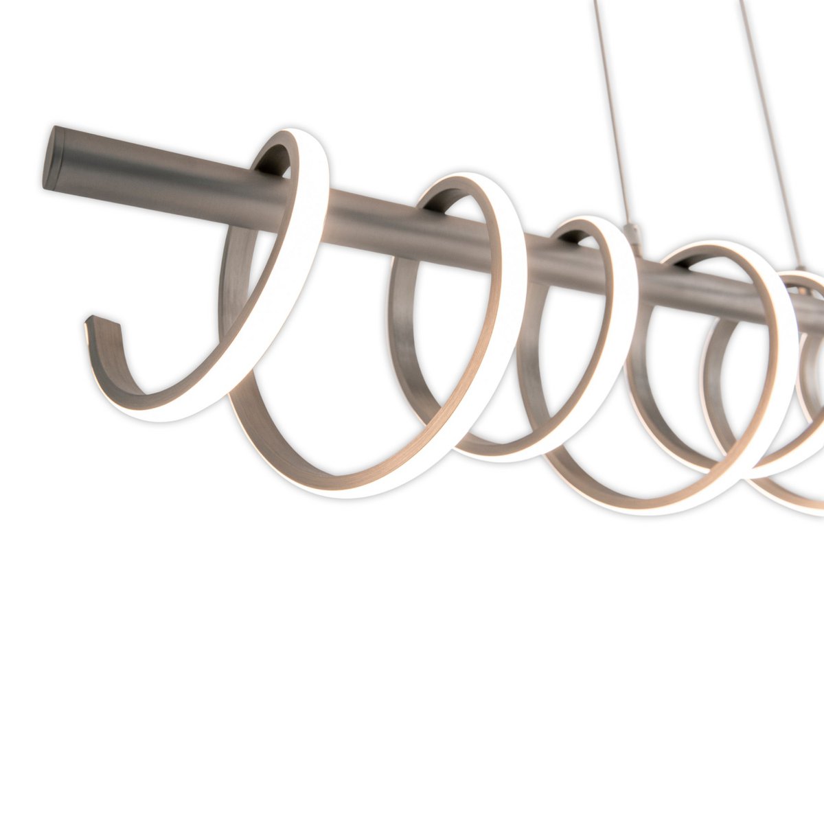 LED -hanglamp "Belleza", moderne metalen slinger lamp en plastic in nikkel mat en wit, met stevig gebouwd -in LED's, 100 cm lang. De ideale verlichting voor woonkamer, eetkamer of keuken.