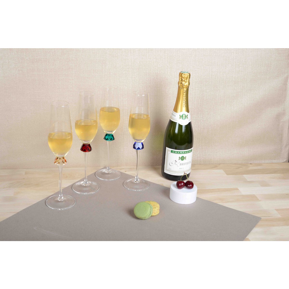 Flutes met 4 -gekleurde diamantvoet - veel van 4