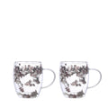 Dubbele wandtheekopjes 350 ml zilveren bloemen - veel 2