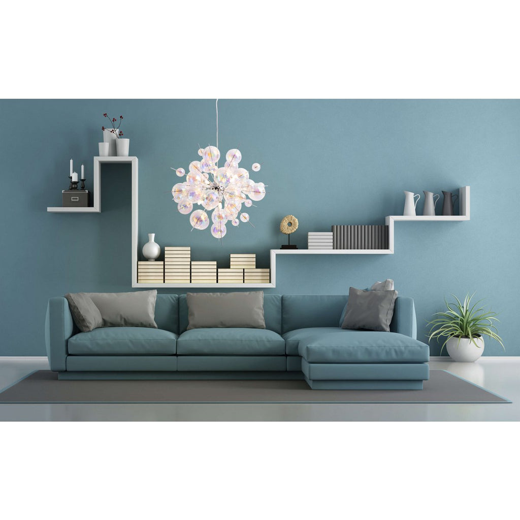 Hanger lamp "explosie" gemaakt van metaal- en irisglas, G9 -frames, hangende lamp voor eetkamer, woonkamer, hal of kantoor, Øca. 65 cm