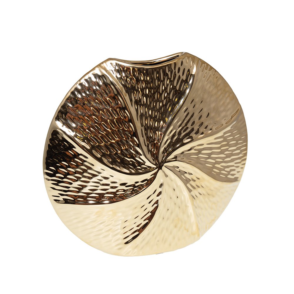 Gouden spiraalvaas in keramische 23x6x21,5 cm