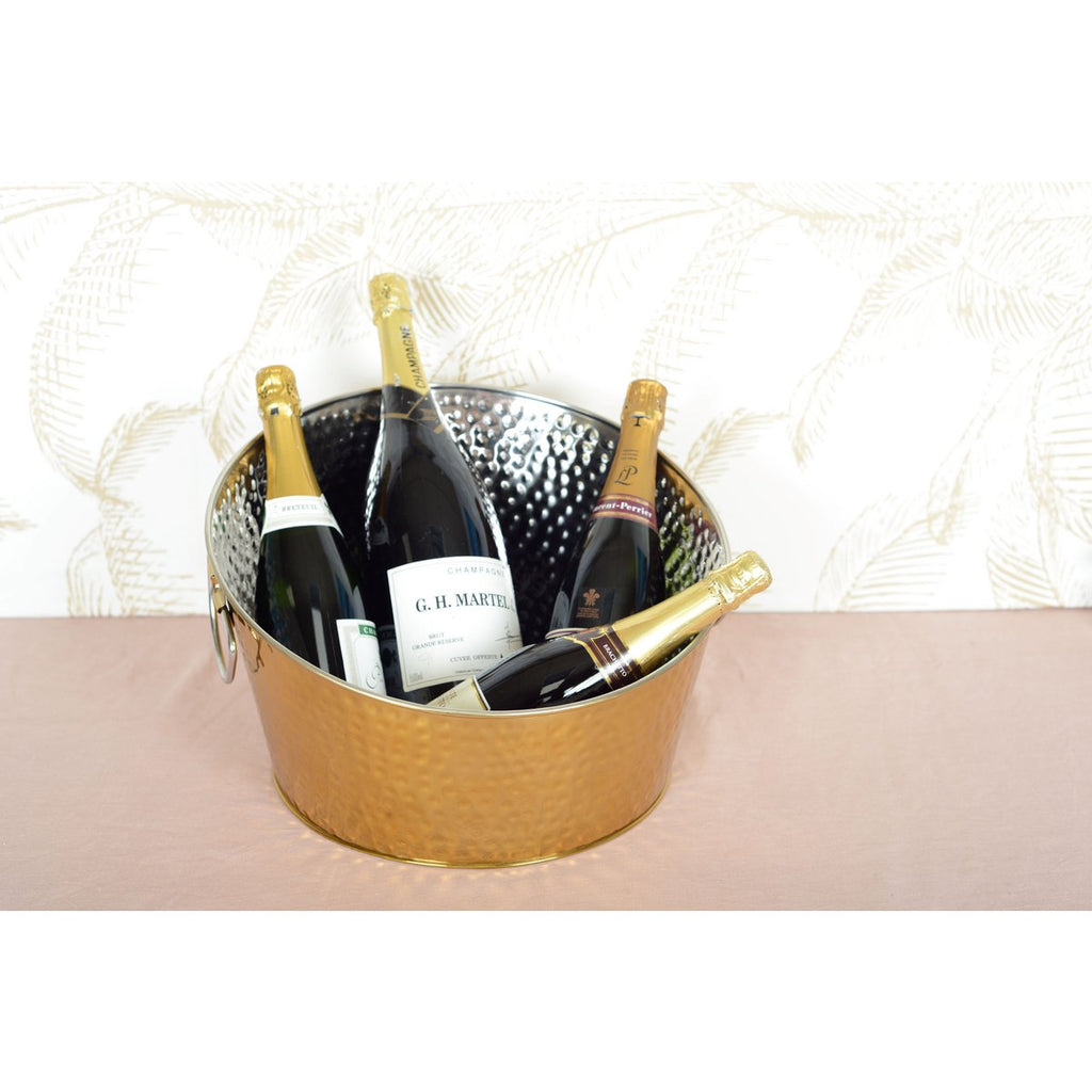 Bouwer met gehamerd gouden champagne 38 cm