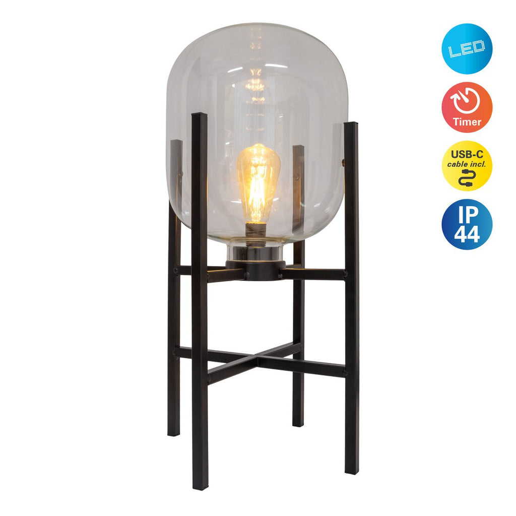 Liv · Glazen tafellamp — 58cm zwart
