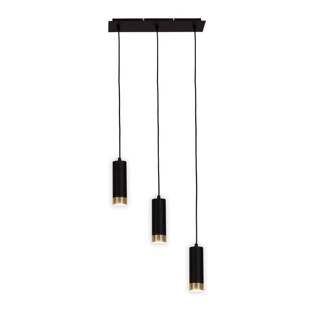 3 hanglamp "Fridu" gemaakt van metaal in Matt Black, met Gu10 -basis, 48 cm lang