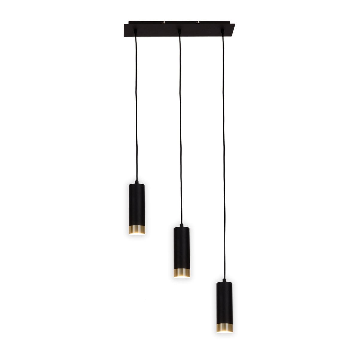 3 hanglamp "Fridu" gemaakt van metaal in Matt Black, met Gu10 -basis, 48 cm lang