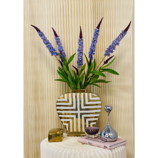 Prachtige goud-witte kunstdecorgeïnspireerde pot klein formaat (uitverkoop - 50% korting van 27,99 tot 13,99 euro)